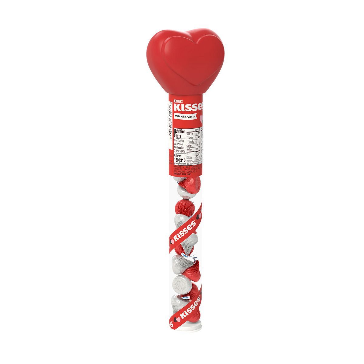 Hershey's Kisses Valentine's Day Milk Chocolate Hearts Candy Cane - 2.24oz | Target