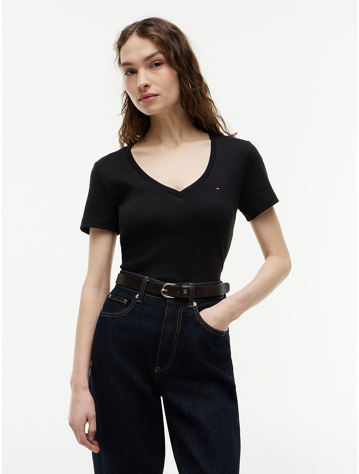 Tommy Hilfiger Women's V-Neck Favorite T-Shirt - Black - M | Tommy Hilfiger (US)