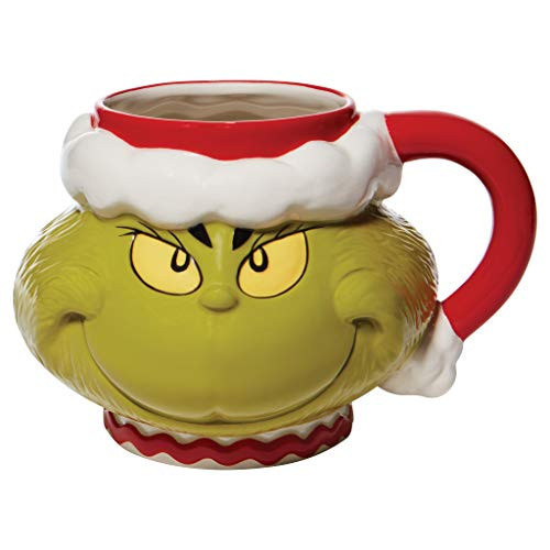 Department 56 Dr. Seuss Grinch Santa Face Sculpted Coffee Mug, 1 Count (Pack of 1), Multicolor | Amazon (US)