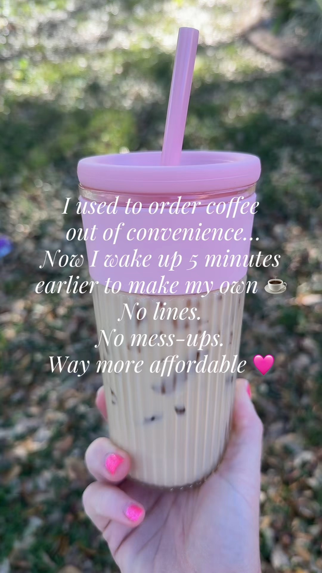 POV: I stopped waiting in drive-thru lines and started making my coffee at home 💗☕️
My favorite part of the morning now = making iced coffee in my GIRLY cup 🎀
It’s cute, it’s aesthetic, and it actually makes me excited to wake up 😌
Switched from ordering coffee every day ➡️ to making my own at home
No lines. No wrong orders. Saves money. Tastes exactly how I like it 🤍
My Ello iced coffee cup has been THAT girl 💅✨
Busy mom hack: wake up 5 minutes earlier, romanticize your coffee, and start the day calmer 🌸
Who else is on their homemade iced coffee era? 👇
#momlife #icedcoffeeathome #coffeetime #girlyaesthetic #momroutine #simplemomlife #coffeeathome #morningroutine #sahmlife #ltkcreator

#LTKmomlife #LTKSpringSale #LTKHome