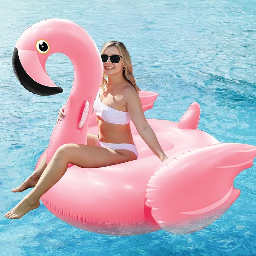 TURNMEON Giant Flamingo Pool Float, Inflatable Summer Beach Swimming Raft Lounge Ride-on Water Po... | Amazon (US)