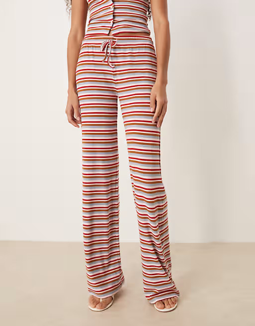 ASOS DESIGN wide leg trouser co-ord in pink stripe | ASOS (Global)