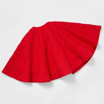 48&#34; Reversible Cable Knit to Plaid Christmas Tree Skirt Red - Wondershop&#8482; | Target