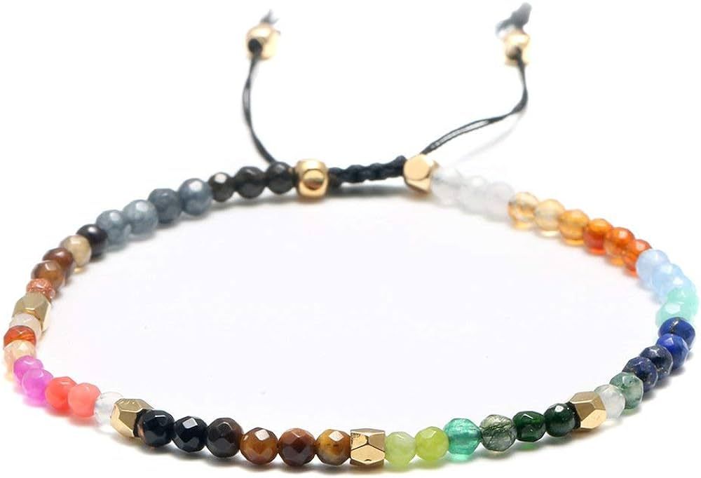 Rhdun Dainty Chakra Bracelets for Women, 3mm Agate Beads 7 Chakras Crystals and Healing Stones Br... | Amazon (US)