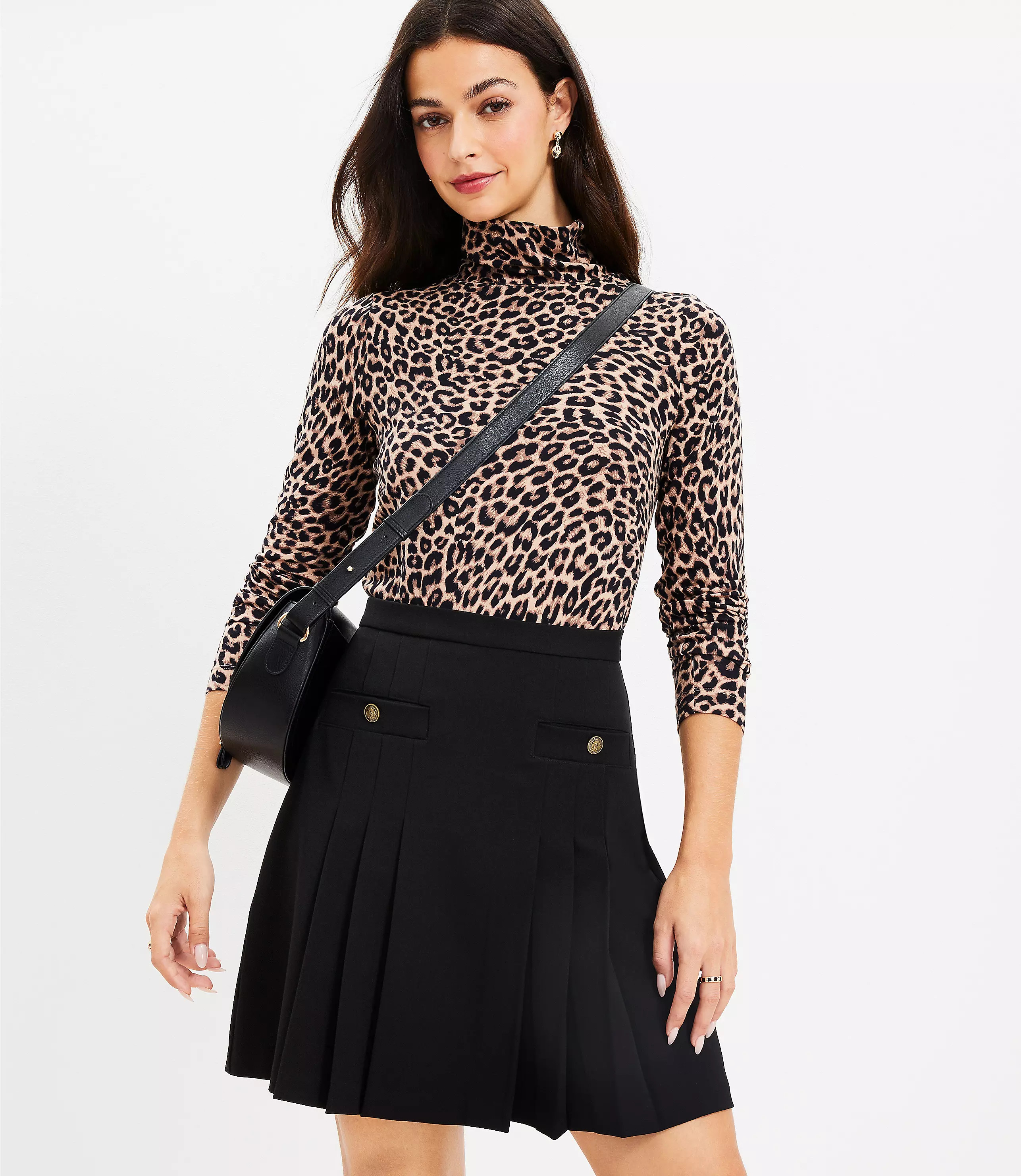 Bi-Stretch Pleated Pocket Skirt | LOFT