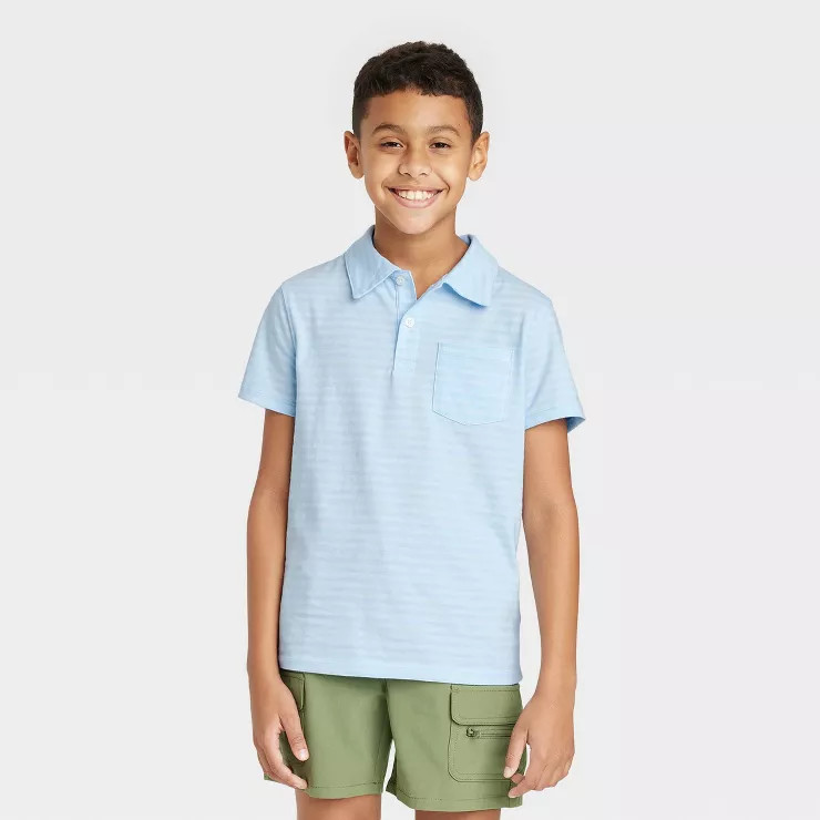 Boys' Short Sleeve Striped Polo Shirt - Cat & Jack™ | Target