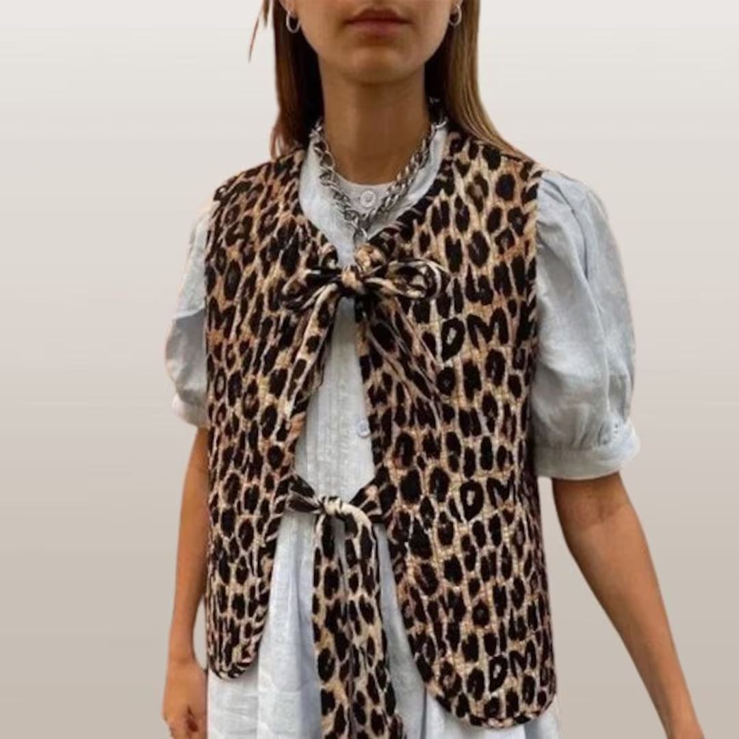 Leopard Print Vest, Bow Lace-up Vest, Women Loose Sleeveless Tank Top, Spring Fashion Office Lady... | Etsy (UK)