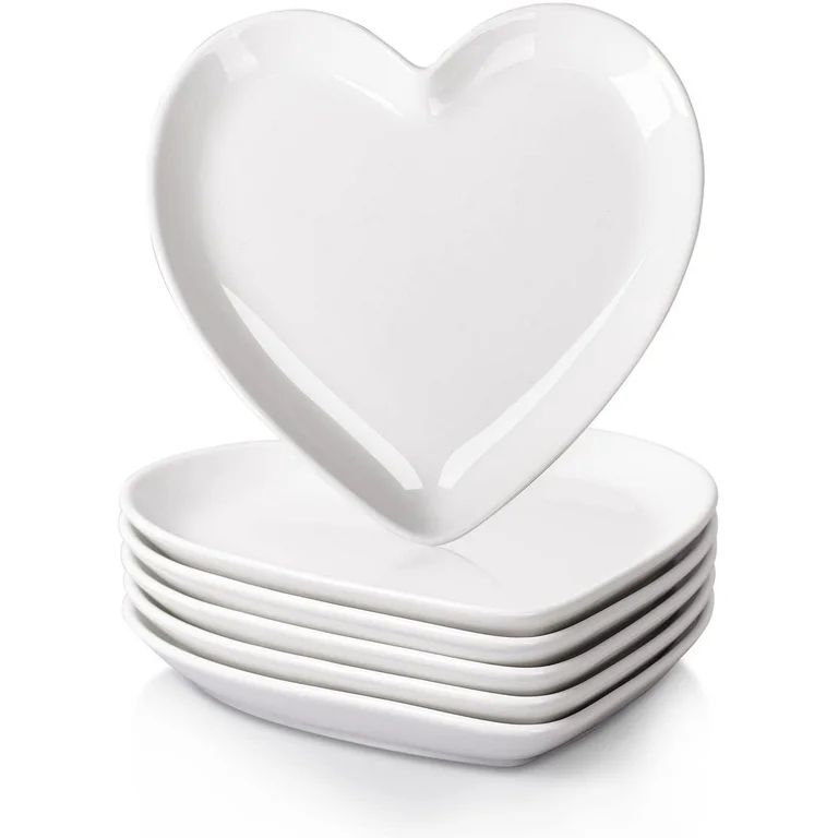 Delling Heart Porcelain Dessert Salad Plates - White 7.3 Inch Appetizer Plates - Small Ceramic Pl... | Walmart (US)