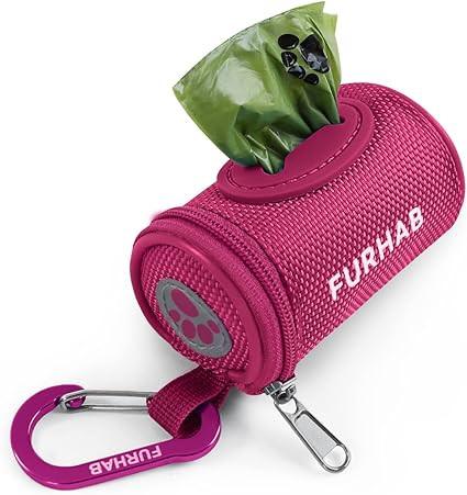 FURHAB Dog Poop Bag Holder for Leash Doggie Waste Bag Dispenser Soft Fabric Puppy Potty Carrier S... | Amazon (US)