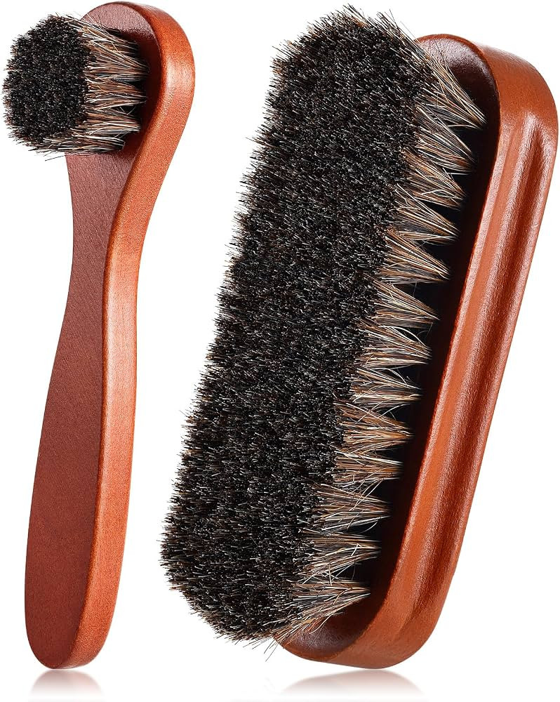 2 Pcs Horsehair Shine Shoes Brush Kit Polish Dauber Applicators Cleaning Leather Shoes Boots Care... | Amazon (US)