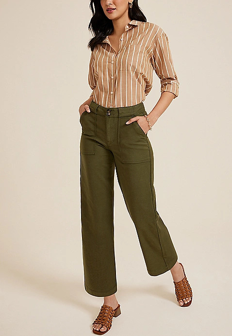 Patch Pocket High Rise Wide Leg Pant | Maurices