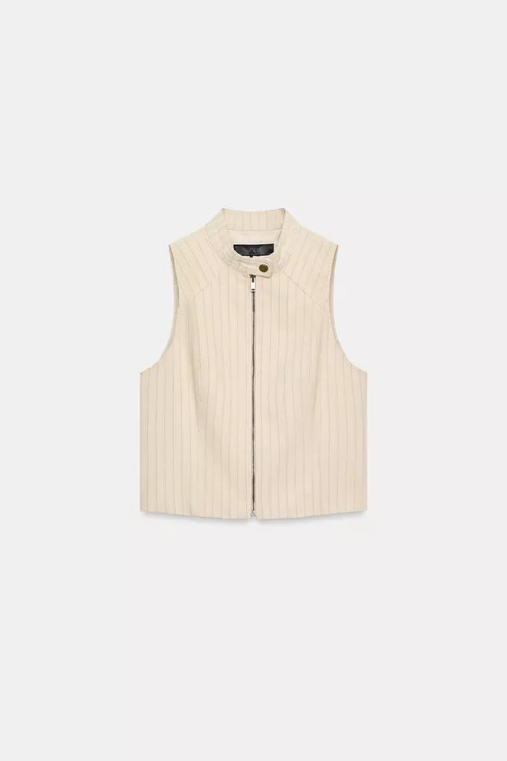 STRIPED ZIP-UP GILET | Zara UK