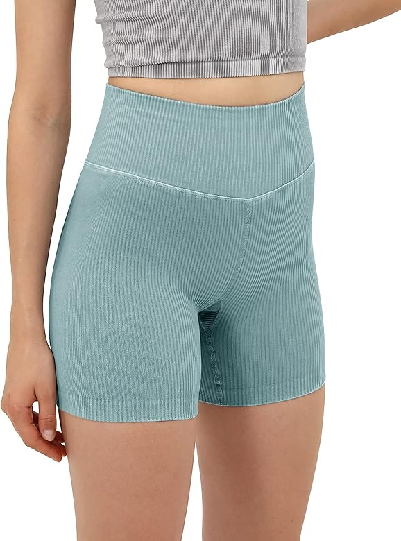 ODODOS Women's Crop 3-Pack Washed Seamless Rib-Knit Camisole Crop Tank Top | Amazon (US)