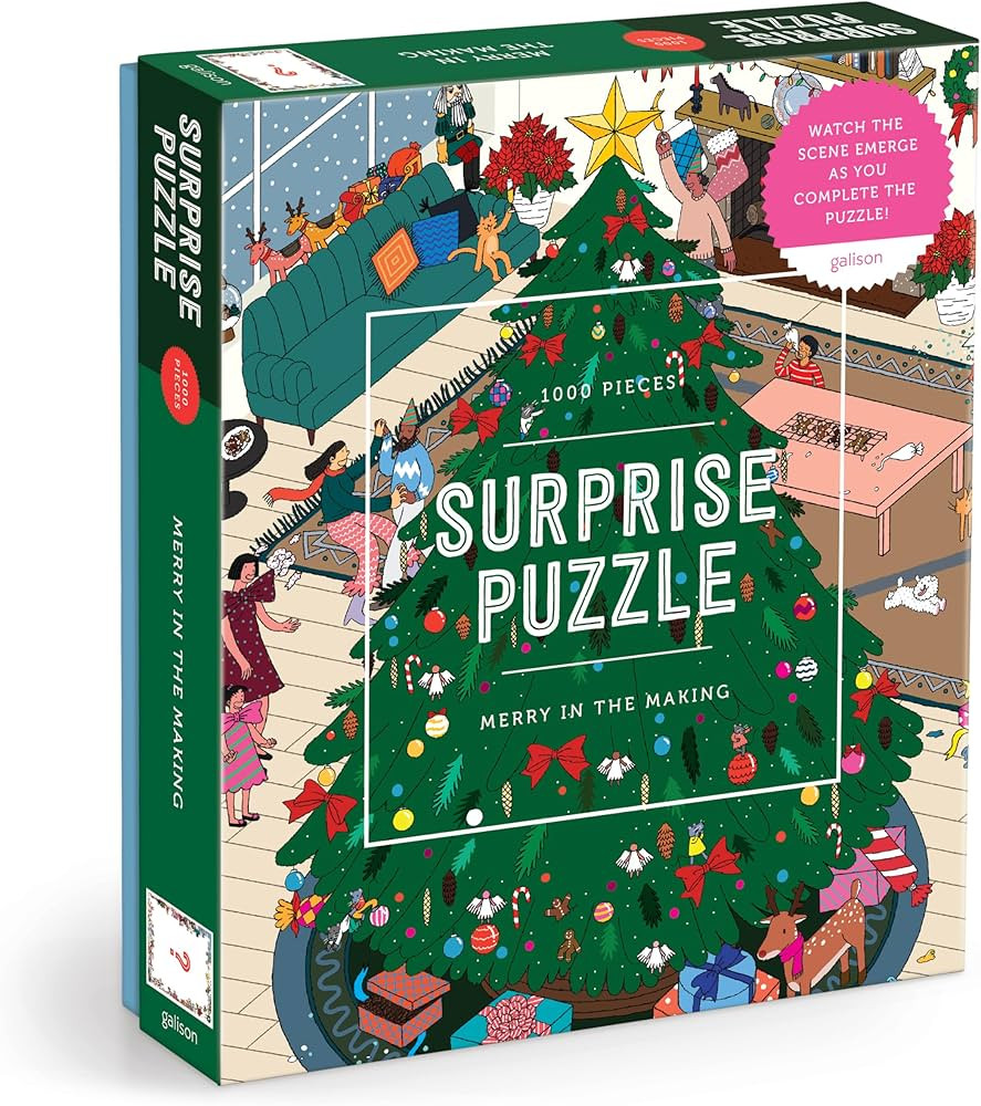 Galison Merry in The Making – 1000 Piece Surprise Jigsaw Puzzle Featuring A Holiday Party Surpr... | Amazon (US)
