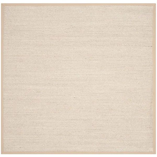SAFAVIEH Natural Fiber Pacific Casual Border Sisal Rug - 6' x 6' Square - Marble/Linen | Bed Bath & Beyond