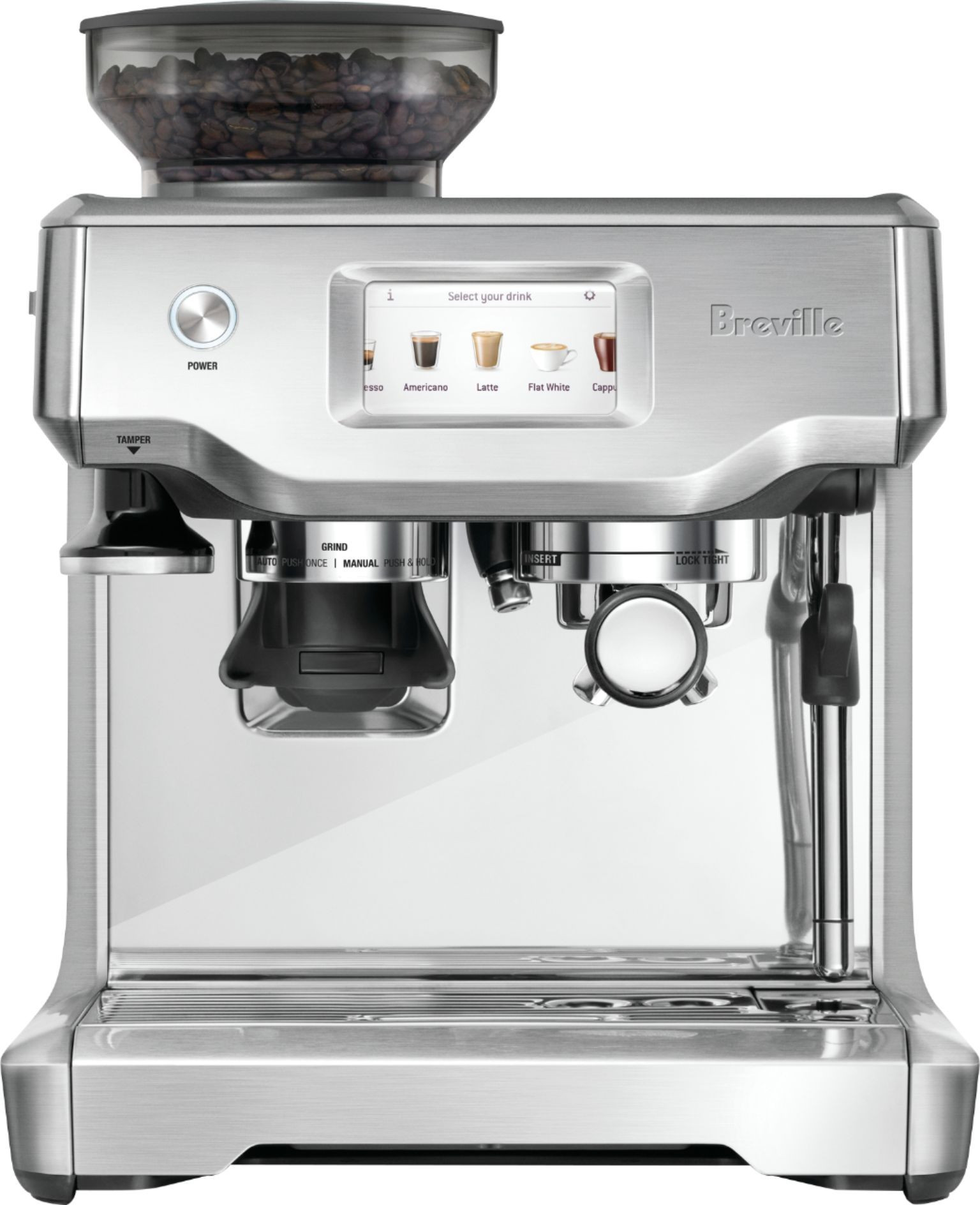 Breville - the Barista Touch Espresso Machine with 9 bars of pressure, Milk Frother and integrated grinder - Stainless Steel | Best Buy U.S.