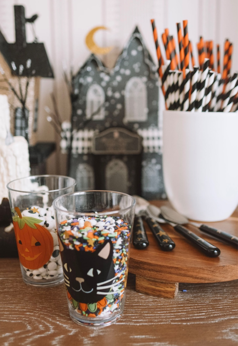 Halloween Decor - A fun little Halloween themed hot chocolate bar with Halloween mugs, haunted houses, indoor Halloween decor and all the fun and delicious toppings!

#LTKHalloween #LTKParties #LTKSeasonal