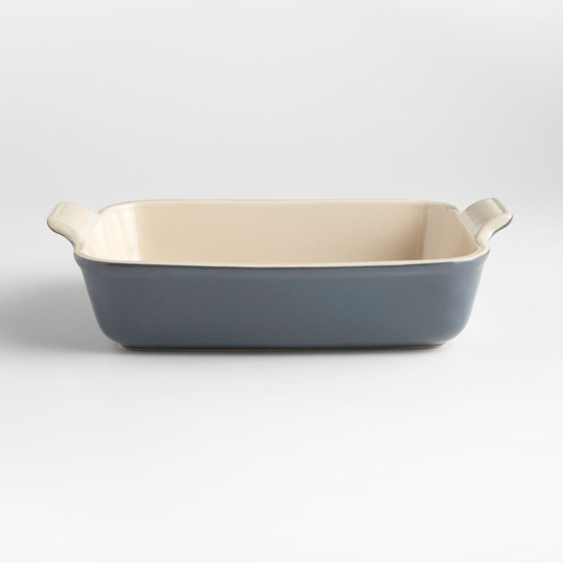 Le Creuset Heritage Rectangular 10"x7" Graphite Grey Stoneware Ceramic Baking Dish + Reviews | Cr... | Crate & Barrel