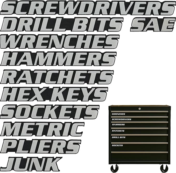 Toolbox Drawer Tags, 3D Magnetic Tool Box Labels, 11 Pieces, Reusable Toolbox Organization Sticke... | Amazon (US)