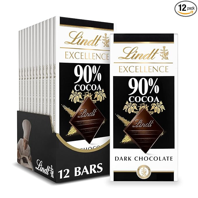 Lindt EXCELLENCE 90% Cocoa Dark Chocolate Candy Bar, Halloween Party Candy, 3.5 oz. (12 Pack) | Amazon (US)