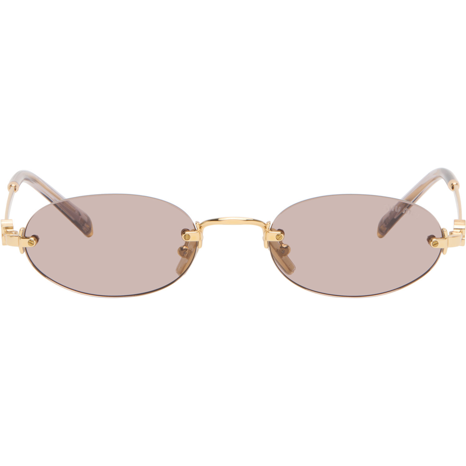 Miu Miu Eyewear Gold 'Miu Miu Logo' Sunglasses | SSENSE