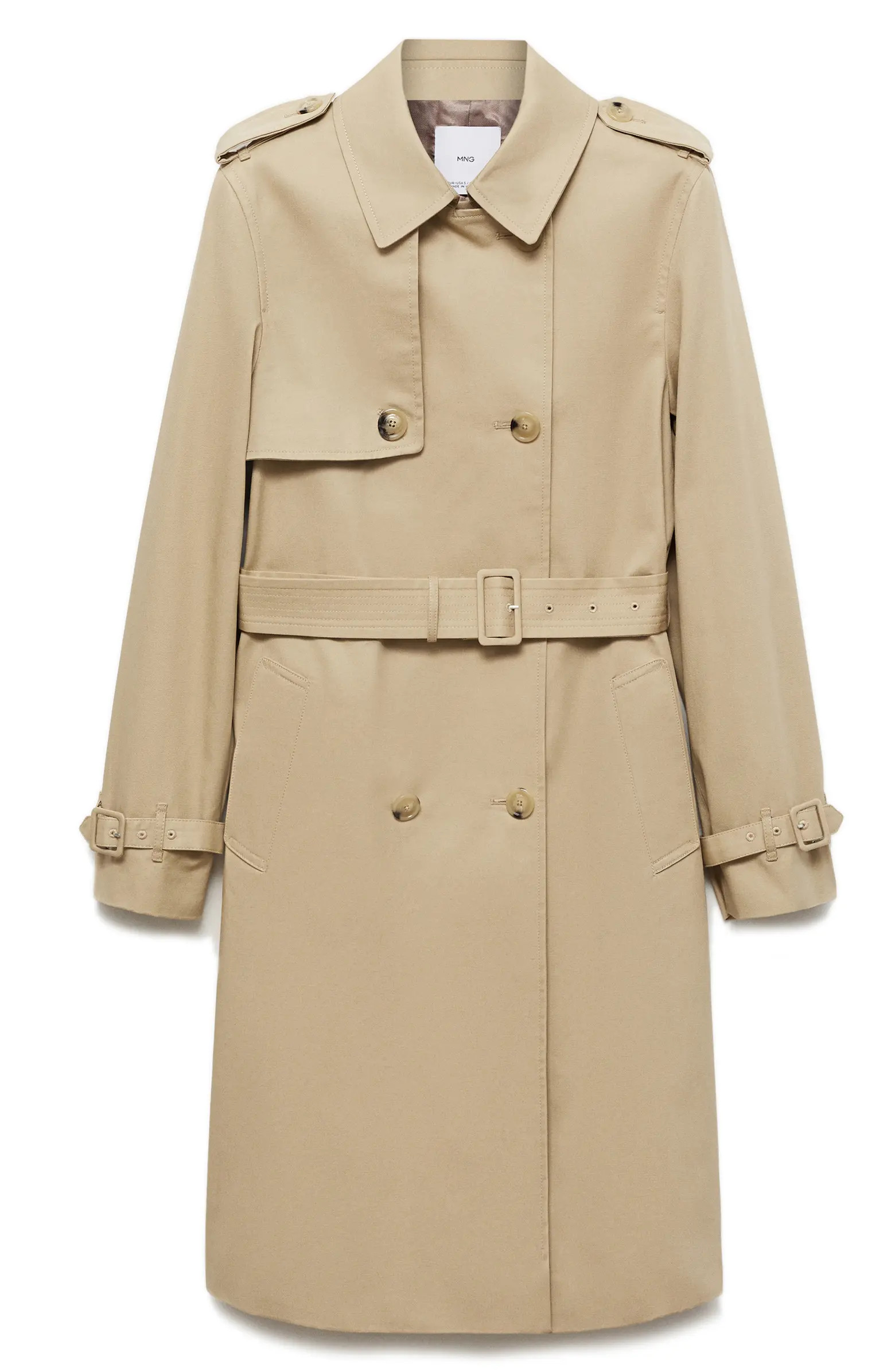 MANGO Classic Double Breasted Water Repellent Cotton Trench Coat | Nordstrom | Nordstrom