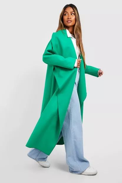 Super Oversized Waterfall Wool Look Coat | Boohoo.com (US & CA)