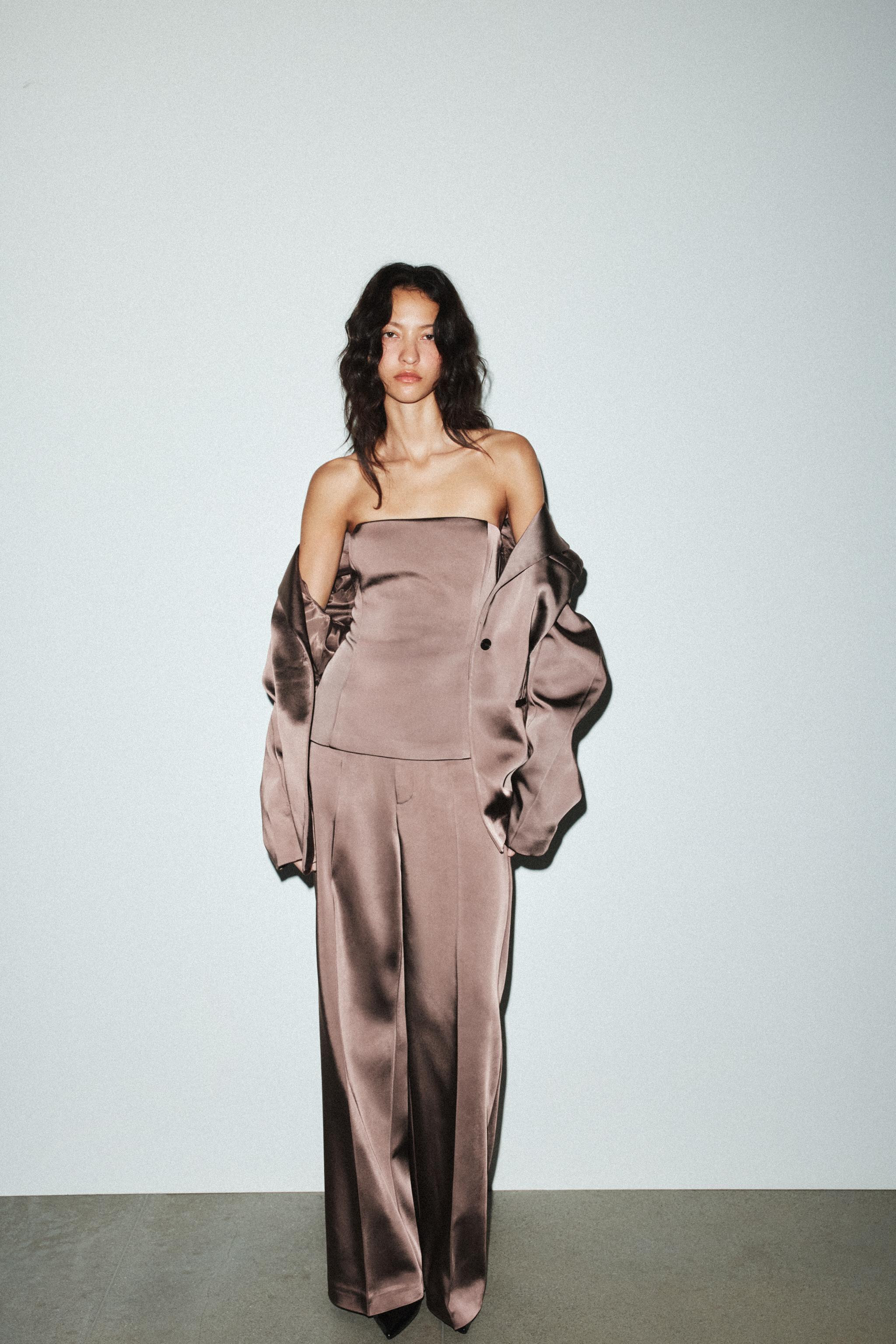 HIGH-WAISTED SATIN PANTS | Zara US
