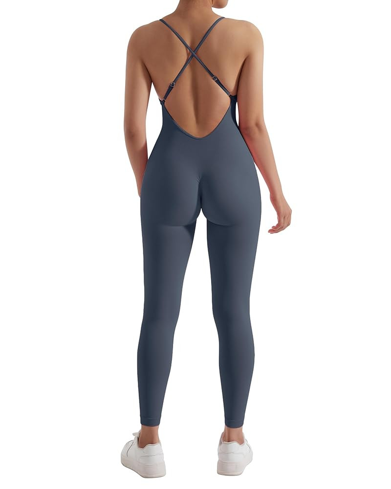 MOOSLOVER Women Strappy Backless One Piece Jumpsuits Tummy Control Padded Workout Rompers | Amazon (US)