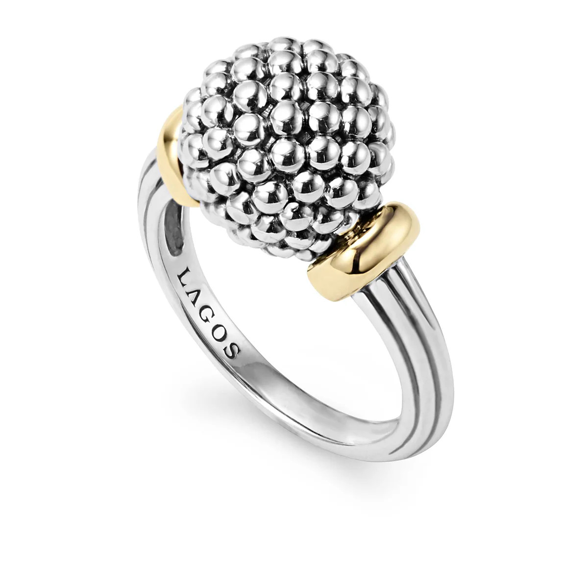 Two-Tone Caviar Ball Ring | LAGOS