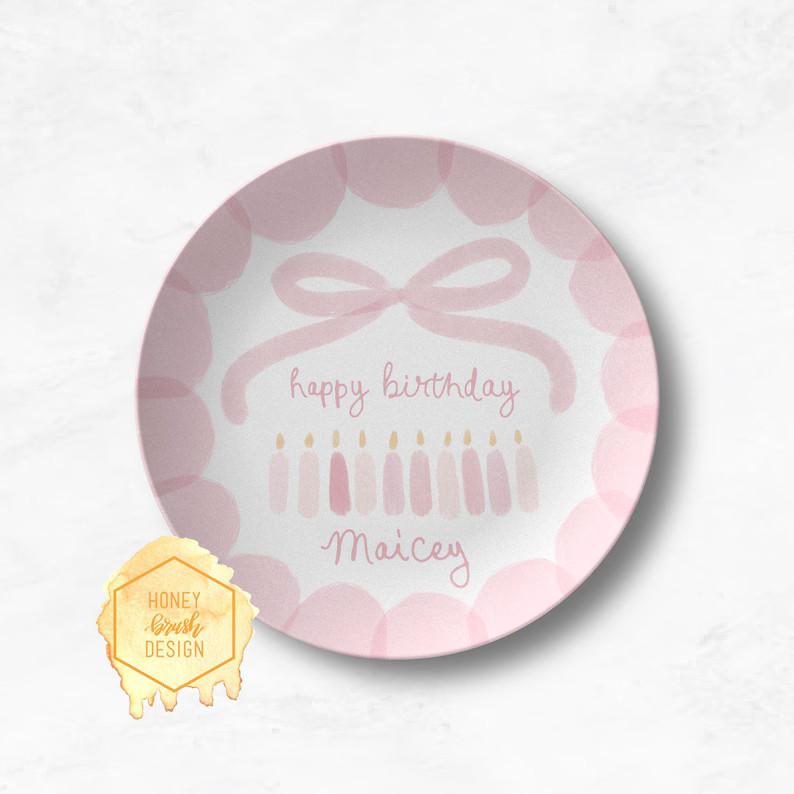 Custom Birthday Plate: Personalized Gift for Girls, Coquette Party Decor - Etsy | Etsy (US)
