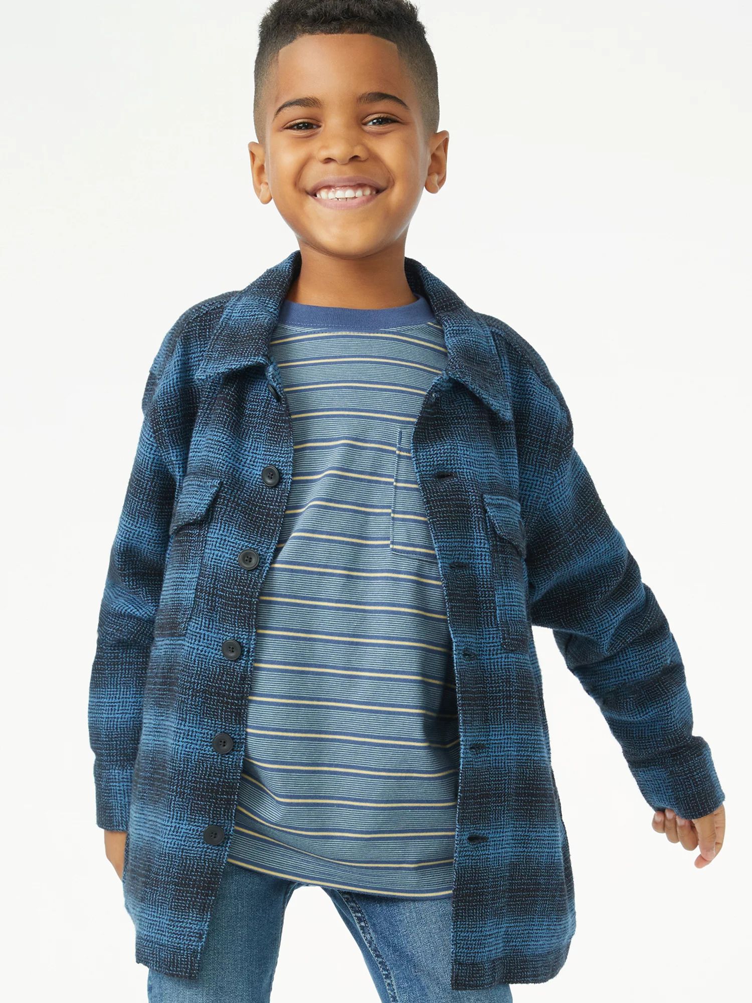 Free Assembly Boys Flannel Shirt Jacket, Sizes 4-18 - Walmart.com | Walmart (US)