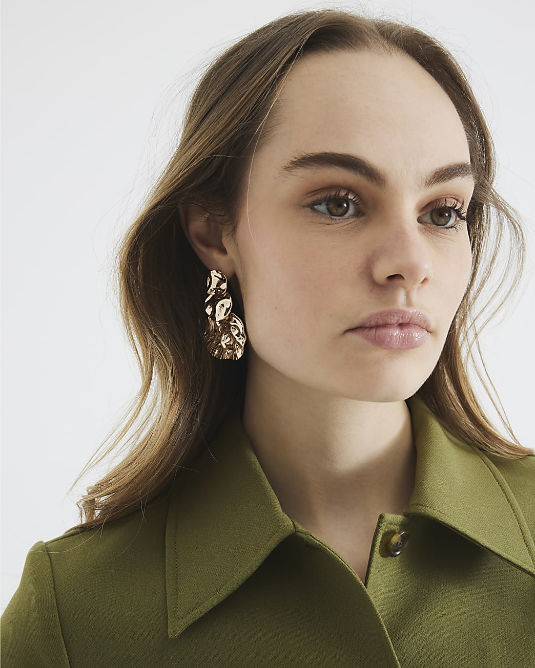 Gold Molten 3 Layer Earrings | River Island UK & IE