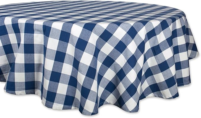 DII Buffalo Check Collection, Classic Farmhouse Tablecloth, 70" Round, Navy & Cream | Amazon (US)