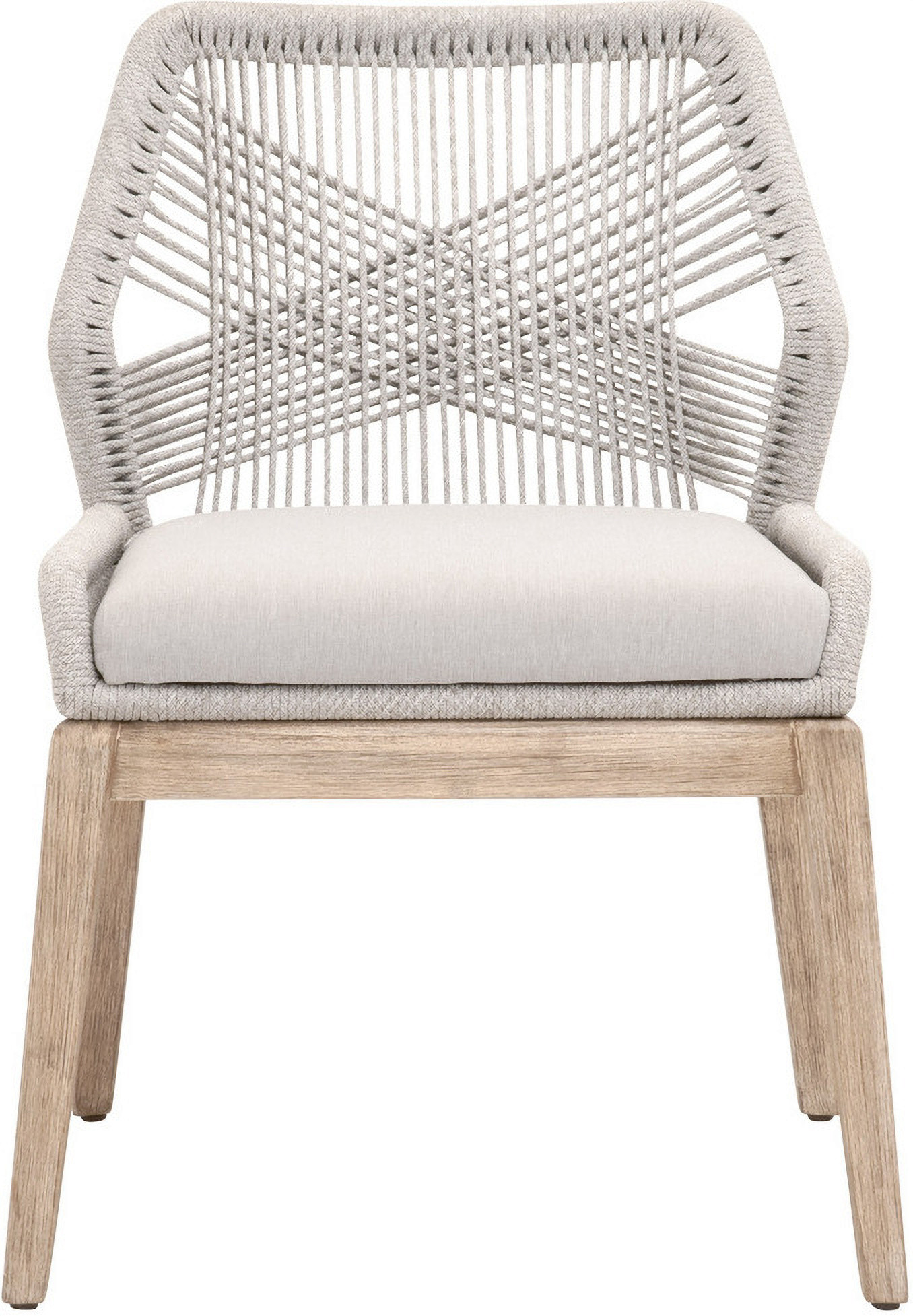 Woven Loom Dining Chair Set of 2 In Taupe and Natural Gray | 1stopbedrooms