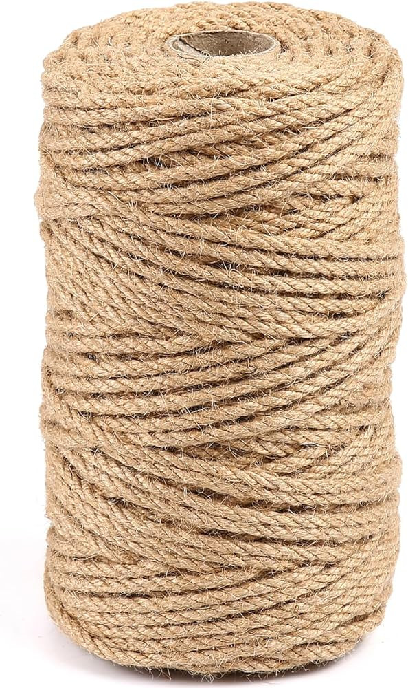 JIUXQT 197Ft 5mm Twine String 3ply Thin Ribbon Hemp Twine Jute Rope String Twine Natural Jute Twi... | Amazon (US)