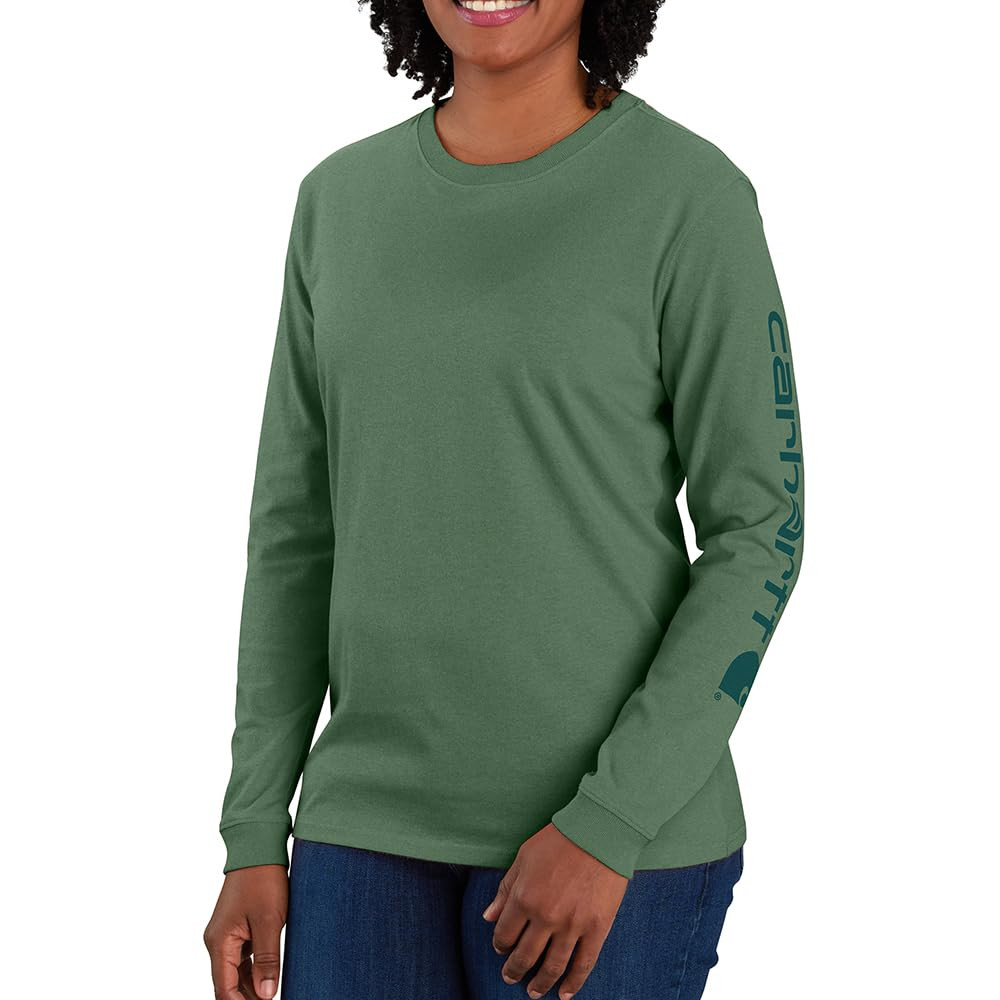 Carhartt Womens Loose Fit Heavyweight Long-Sleeve Logo Sleeve Graphic T-Shirt | Amazon (CA)