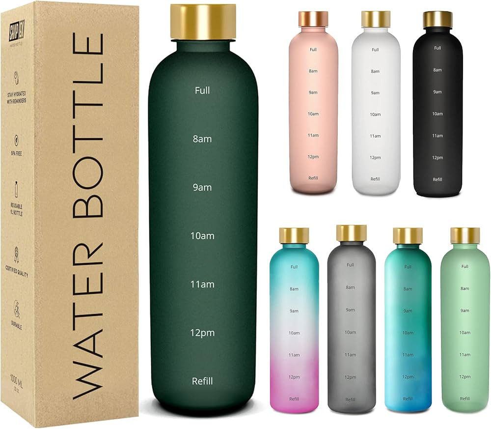 SHAPEX - Time Marked Cute Water Bottles For Women And Men With Times To Drink, BPA Free Frosted &... | Amazon (US)