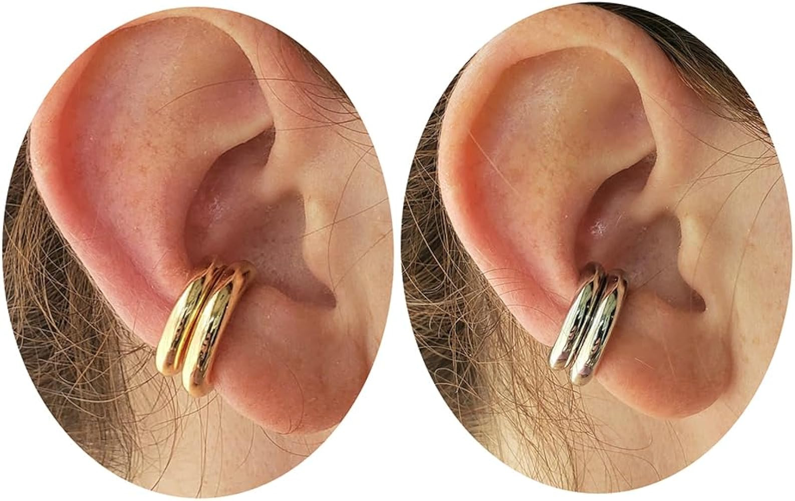 2 Pairs Ear Cuff Earrings for Women Chunky Gold Huggie Ear Cuff Silver Cartilage Cuff Earrings fo... | Amazon (US)