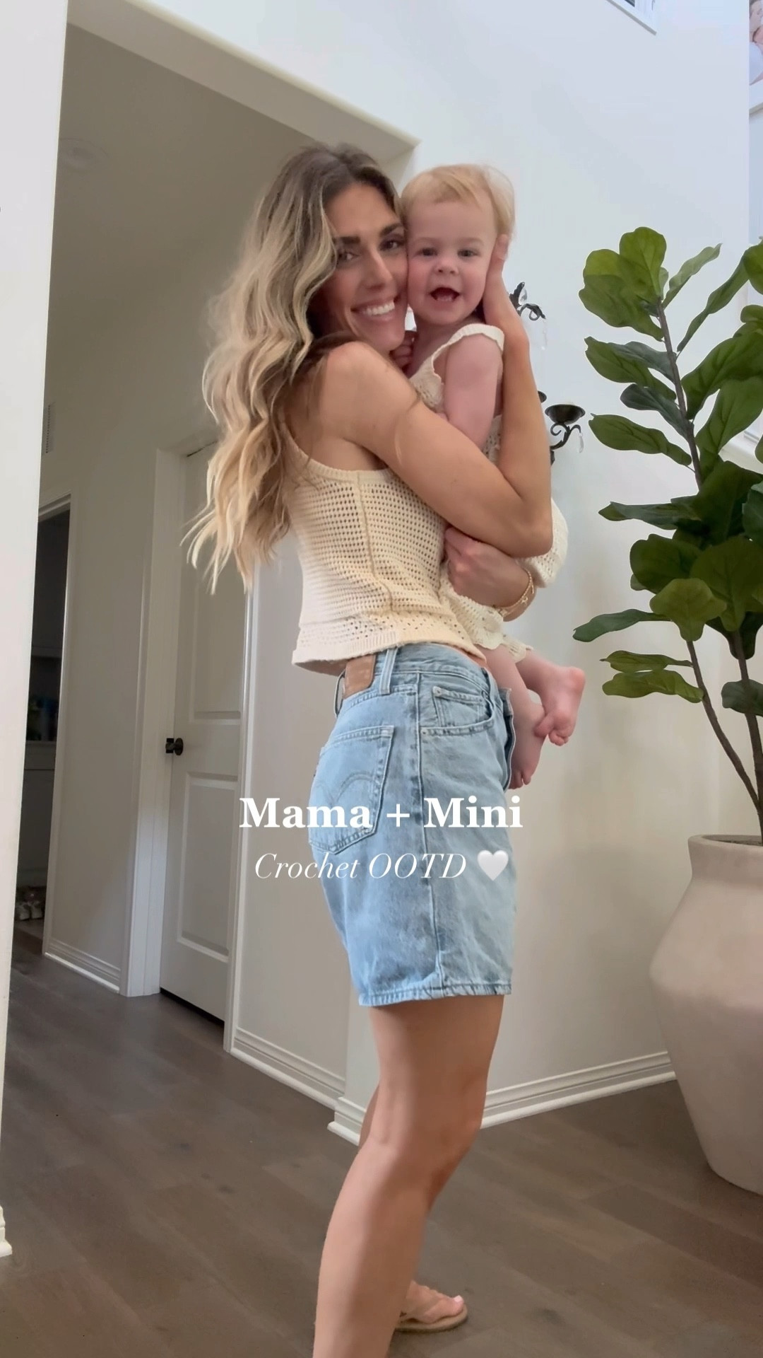 Mama + Mini OOTD 👶🏼💗 Crochet edition 
My shorts are 30% off on Levi’s website this weekend. I sized up to a 28, they’re already  an oversized fit. Ella’s outfit is Noni the Label. 

Womens summer outfit, everyday outfit, summer style, crochet tank, dad shorts, denim shorts, Tkees sandals, Levi’s, Vici, matching outfits, baby girl summer outfit, toddler girl summer set, crochet outfit 

#LTKKids #LTKStyleTip #LTKSaleAlert