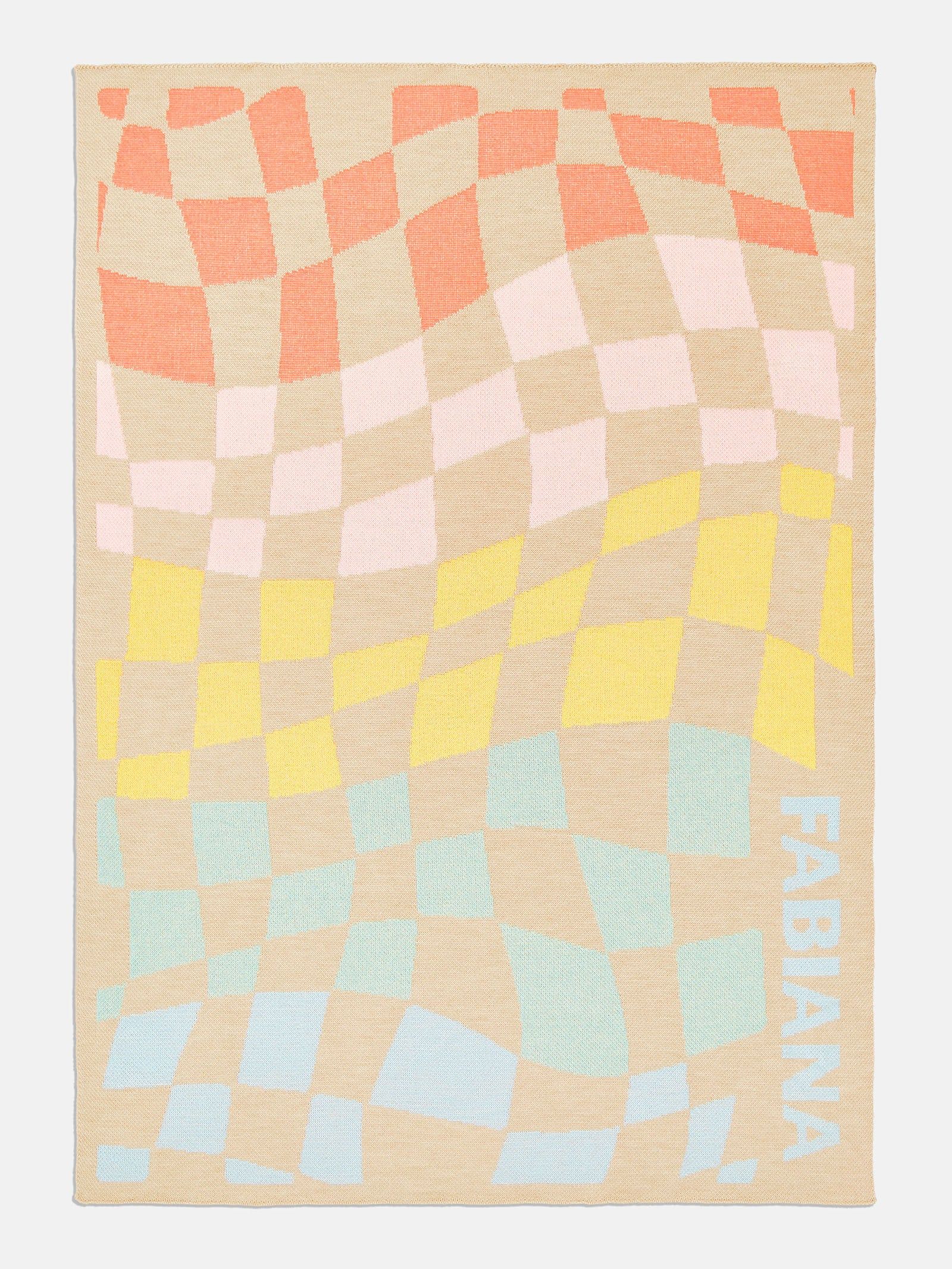 3D Check Blanket - Rainbow/Tan | BaubleBar (US)