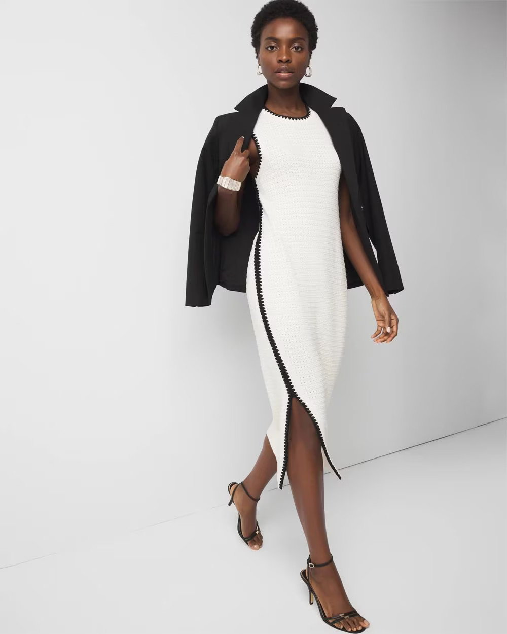 Contrast Trim Sweater Dress | White House Black Market