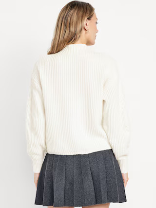 SoSoft Cropped Mock-Neck Cable Sweater | Old Navy (US)