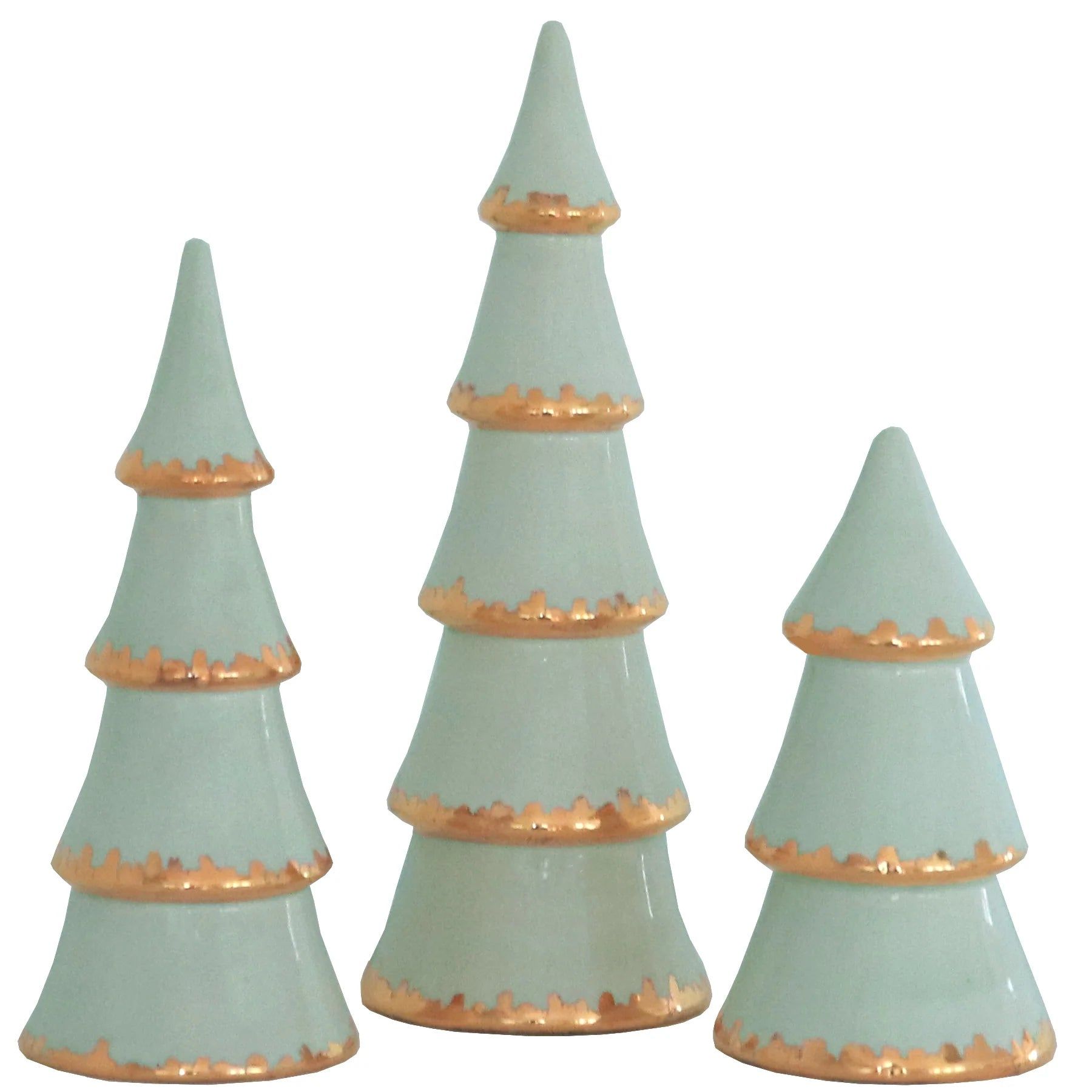 Sea Glass Christmas Trees with 22K Gold Brushstroke Accent | Ruby Clay Company
