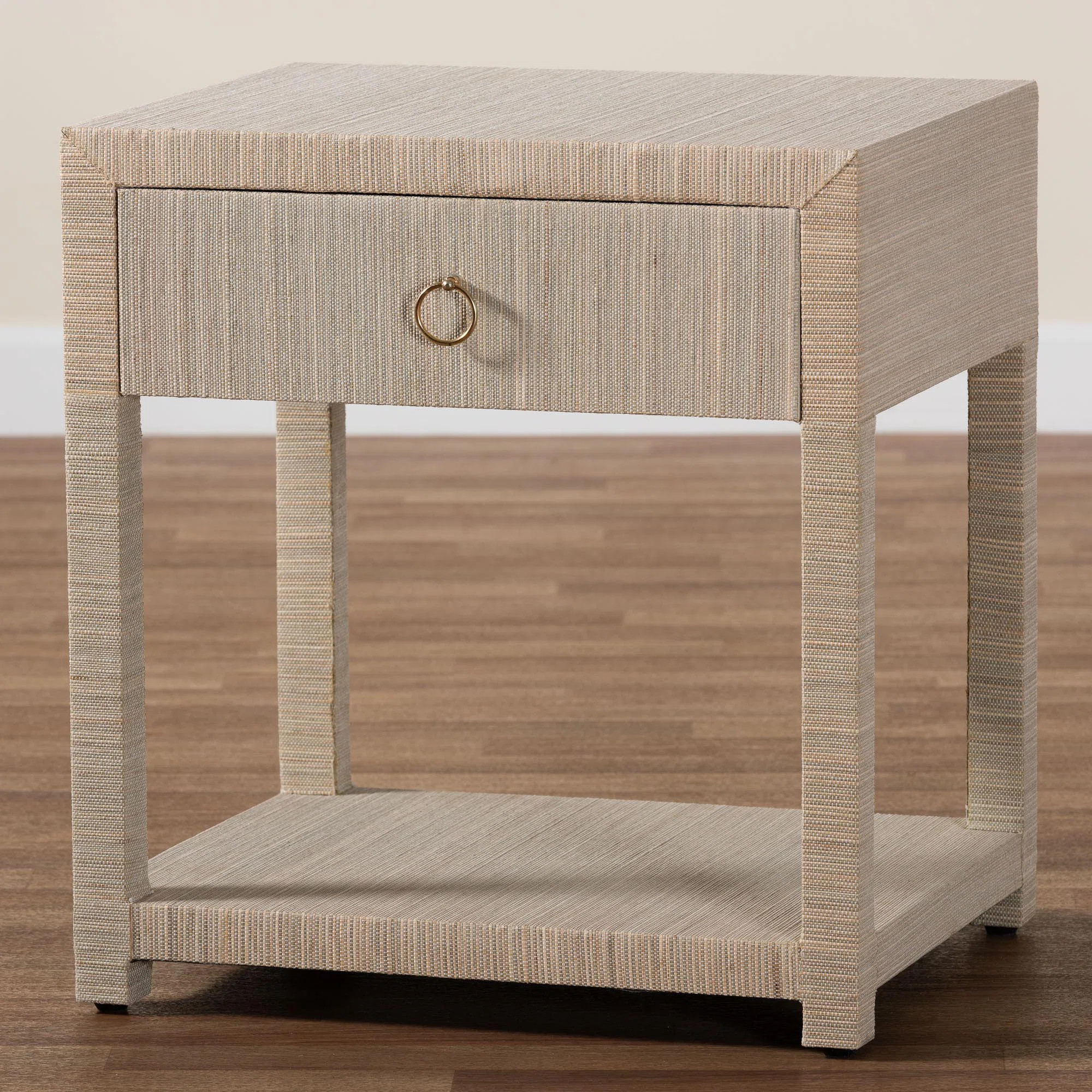 Bali & Pari Nata Bohemian Woven Natural Grasscloth 1-Drawer Nightstand | Wayfair North America