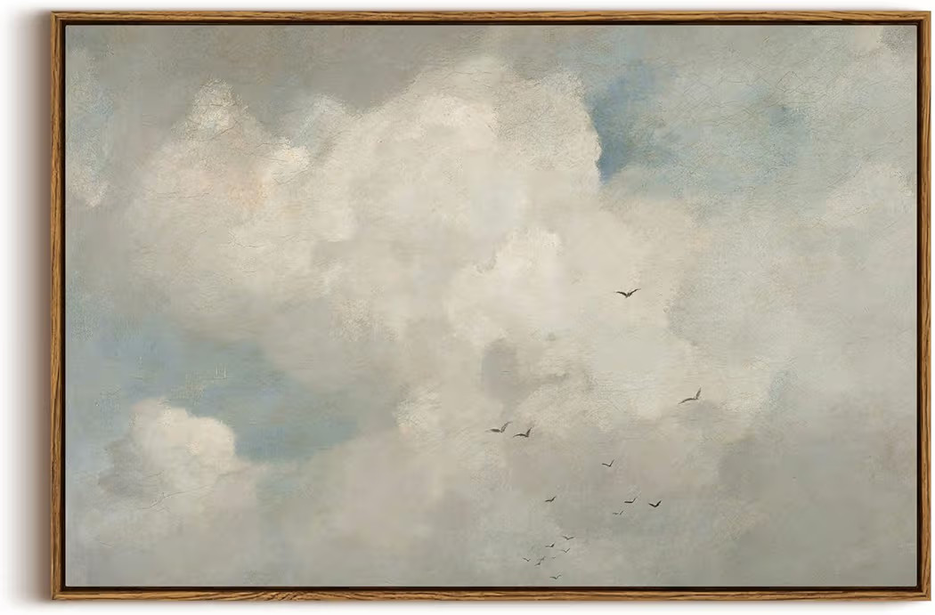 InSimSea Framed Canvas Wall Art Vintage Decor, Home Decor Classical Oil Paintings Sky Cloud Birds... | Amazon (US)