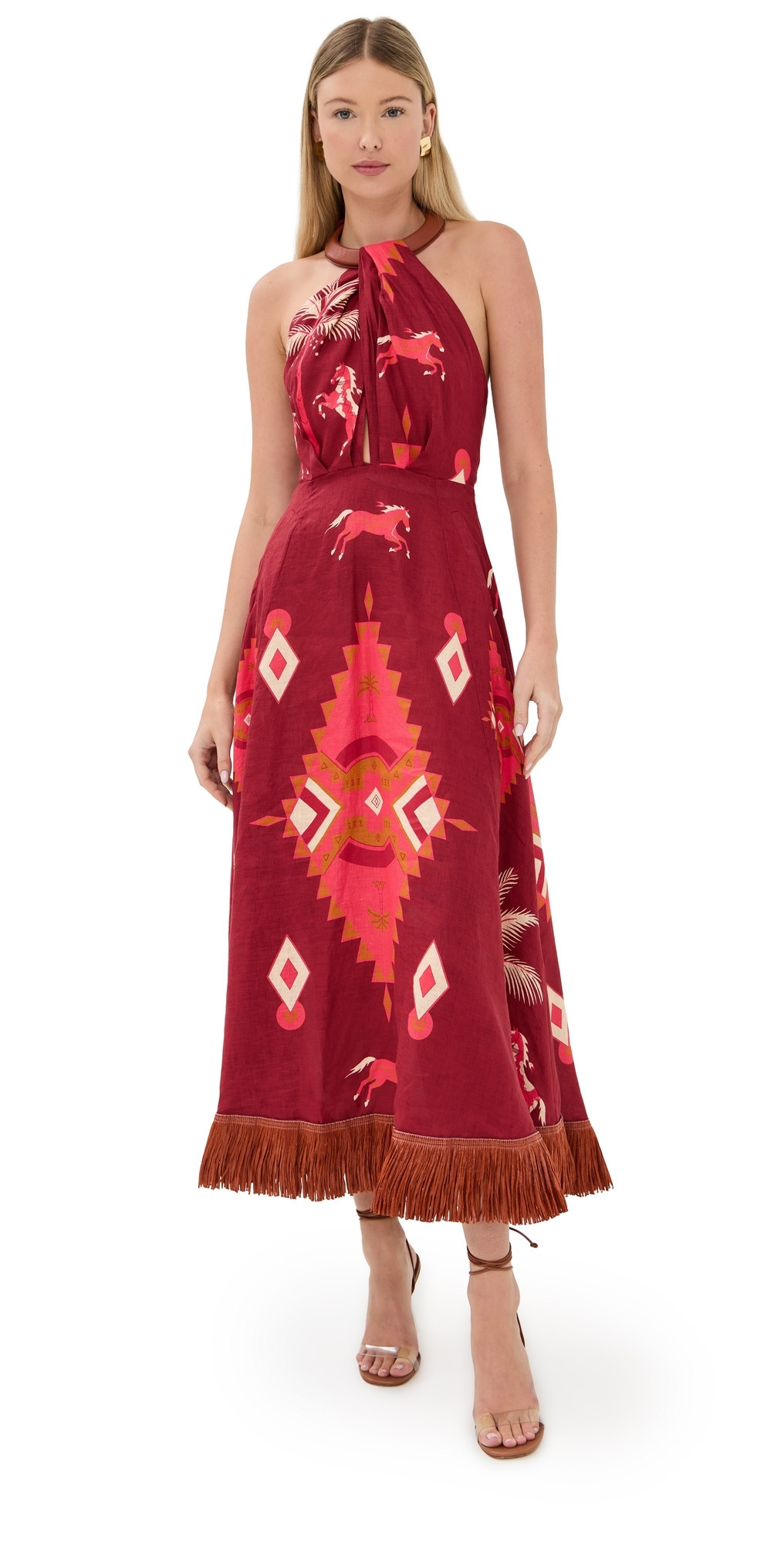 Johanna Ortiz Western Elements Ankle Dress Wine/Pink/Camel 6 | Shopbop