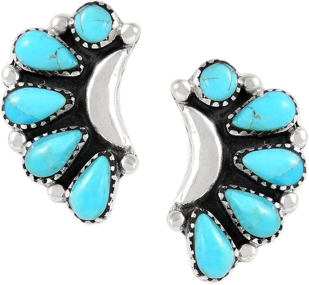 Turquoise Earrings 925 Sterling Silver & Genuine Gemstone | Amazon (US)
