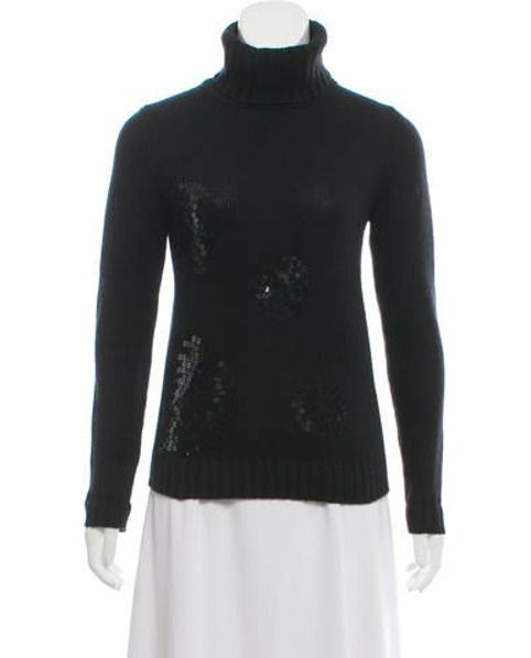 Joseph Sequined Turtleneck Sweater Black | The RealReal