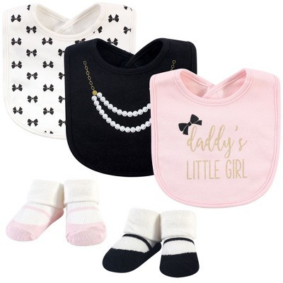 Little Treasure Baby Girl Cotton Bib and Sock Set 5pk, Daddys Girl, One Size | Target